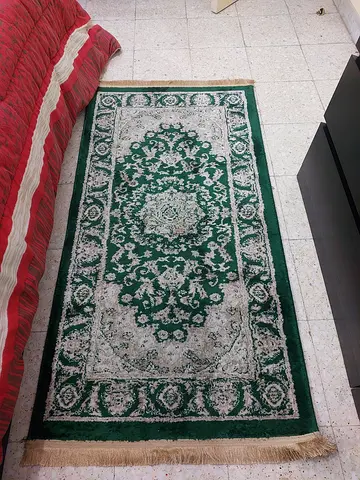 Green Persian-style runner rug, good condition- carpet