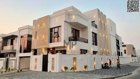 A corner villa featuring a luxurious design inspired by Saudi style, ideally situated directly opposite the mosque.