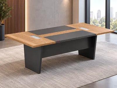 Modern Walnut Grey Meeting Table - Office Conference Table 240CM