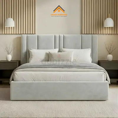 Stylish cozy light gray colour 180*200 king size bed.