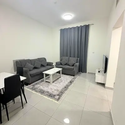 Furnished 1-bedroom apartment | For monthly rent | Ajman - Al Rumaila - near the Corniche | Includes utilities and internet - 2 bathrooms + balcony