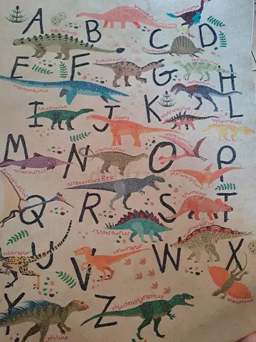 Children's Alphabet Dinosaur Rug - Multicolor Rectangular Kids Carpet