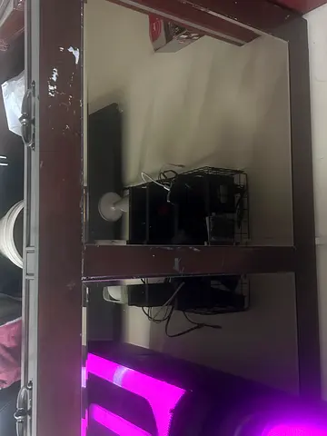 Wooden wardrobe with mirrored doors - used, needs touch-up