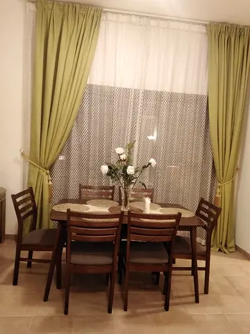 Double Black-out curtains Green and White