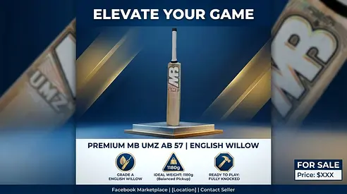 MB UMZ AB 57 English Willow Cricket Bat - Brand New