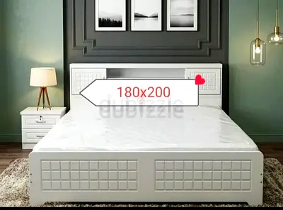 White Wooden King size Bed Frame 180x200 with Mattress Headboard and Footboard