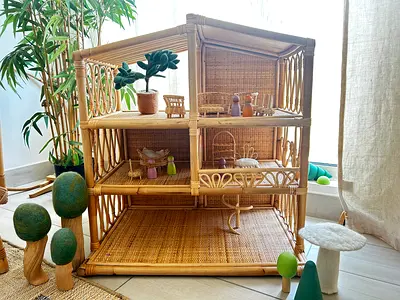 Rattan doll house