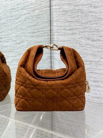 Dior Toujours Hobo Small Bag in Brown Suede Calfskin