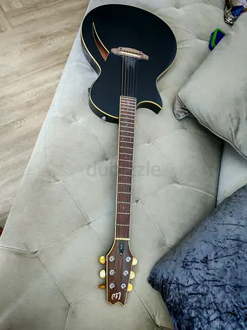 Used hollow-body acoustic-electric guitar - black, good condition