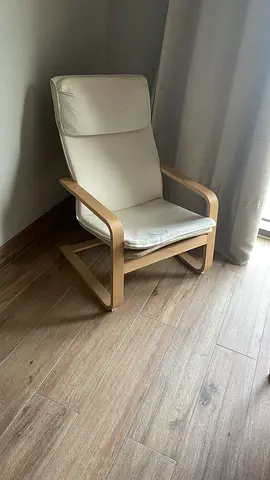 IKEA Poäng armchair with cream cushion - good condition