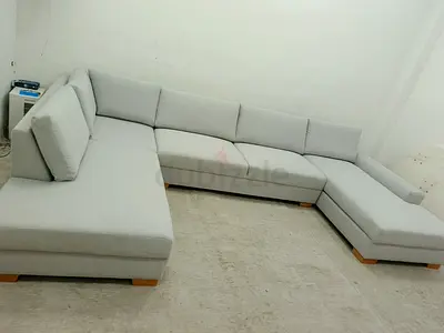 Ikea Gray Ushape sofa with ottoman storage