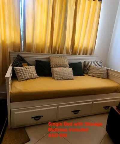 Single Bed with Storage- White