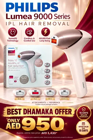 Philips Lumea 9000 IPL Hair Removal Device - Like New, Boxed