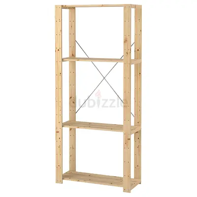 IKEA HEJNE Solid Pine Shelving Unit 3 Shelves, Storage Garage Pantry Moving Out Sale