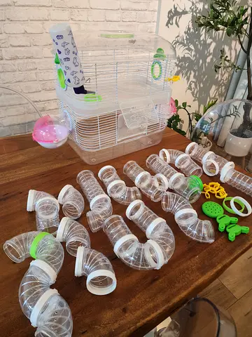 Hamster cage with accessories, bedding and food