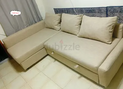IKEA L Shape Sofa cum bed with big storage and you can fix the storage left or right anyside you wan