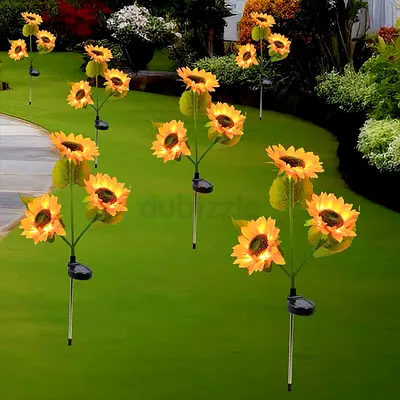 Set of singel Solar-Powered Sunflower Garden Stake Lights - Decorative Outdoor Lighting
