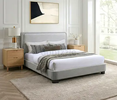 Soft curved corner queen size bed