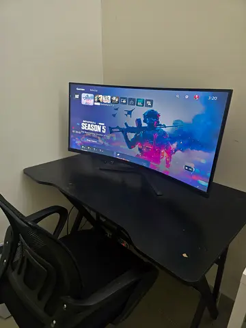 Gaming Monitor with Table and office chair