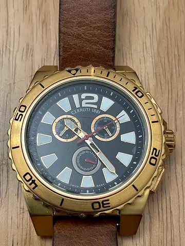 Cerruti 1881 men's chronograph watch with brown leather strap