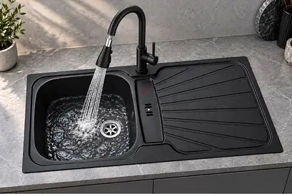 Brand new Italian insert Black Single Bowl Kitchen Sink