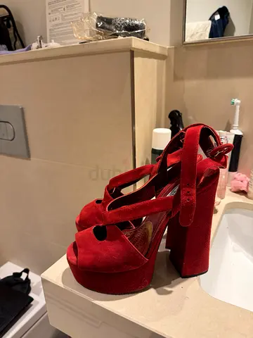 Prada Milano red suede platform sandals, size 39 (original)