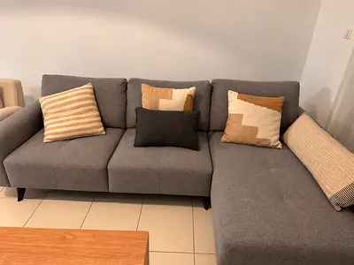 Grey L-shaped 3-seater Sofa with Chaise, good condition
