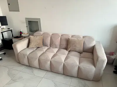 Light beige 3-seater modern sofa in good condition