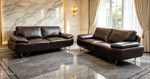 Italian Dark Brown Leather Sofas — Modern
