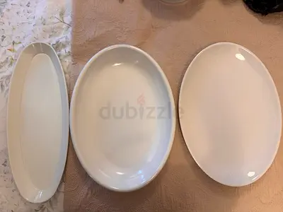 Set of 3 white oval serving platters - excellent condition