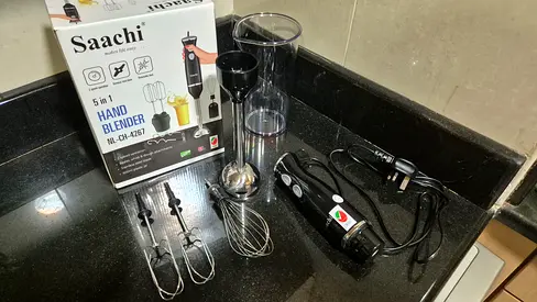 Saachi 5-in-1 Hand Blender Set - Attachments & Beakers, Good Condition