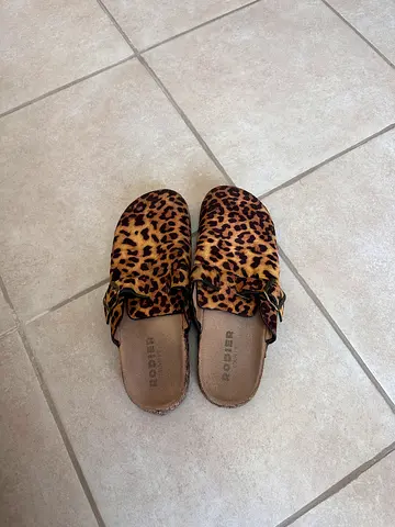 Leopard Print Slip-on Clogs - Size Unknown, Lightly Worn