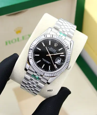 Rolex Oyster Perpetual Datejust Master QualityWatch Stainless Steel Black Dial Jubilee Bracelet