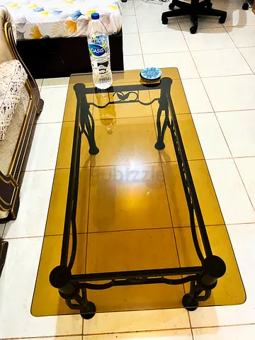 Glass Top Coffee Table with Metal Frame - Smoke Tint