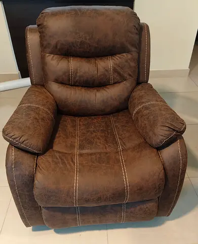 Brown leather recliner armchair - comfortable single seat