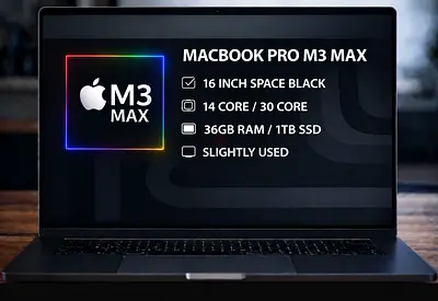 Macbook Pro M3 Max 36gb ram 1tb ssd 16” space black like new