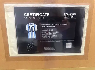 Lionel Messi 2022-23 Argentina Home Shirt - Back Signed with COA (Framed)