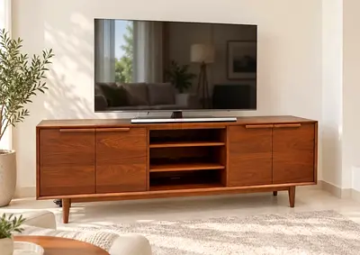 Crate&Barrel Unique Tate Walnut 80" Storage Media Console + Deliver 🚘 1960 Unique