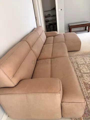 Genuine Leather L-Shaped Sectional Sofa with Chaise