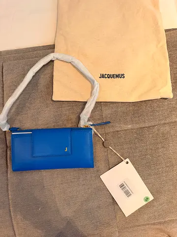Jacquemus blue leather long wallet bag with tag and dust bag