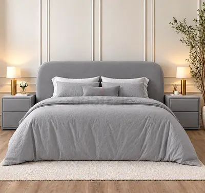 Modern Grey Upholstered King Bed with Headboard storage bed good luxury king size bed