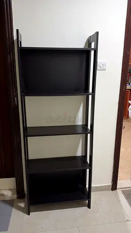 IKEA BILLY-style black shelving unit, 5 shelves, good used condition