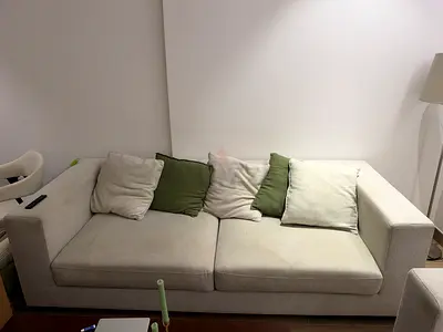 Light grey 3-seater fabric sofa - good condition