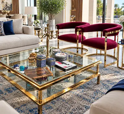 Marina Home Luxury Glass Top Gold Coffee Table + Amazing Lovely Chairs + Free Delivery 🚘