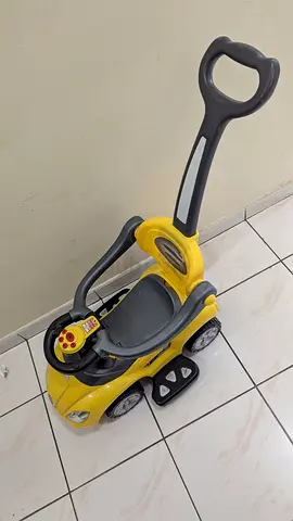 Yellow push ride-on car with parental handle and music