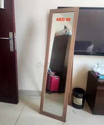 Full-length Wooden Framed Mirror - Good Condition (AED 50)