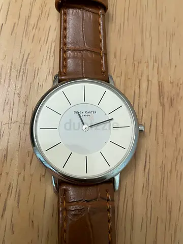 Simon Carter men's wristwatch with brown leather strap