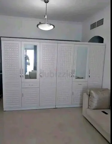 White 4-Door Wardrobe with Mirrors - Good Condition