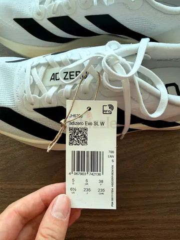 Adidas Adizero Evo SL Women’s Running Shoes – White & Black – EU 38