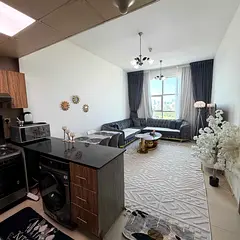 Furnished One-bedroom apartment with an open view for monthly rent in Ajman – Khalifa Street – C